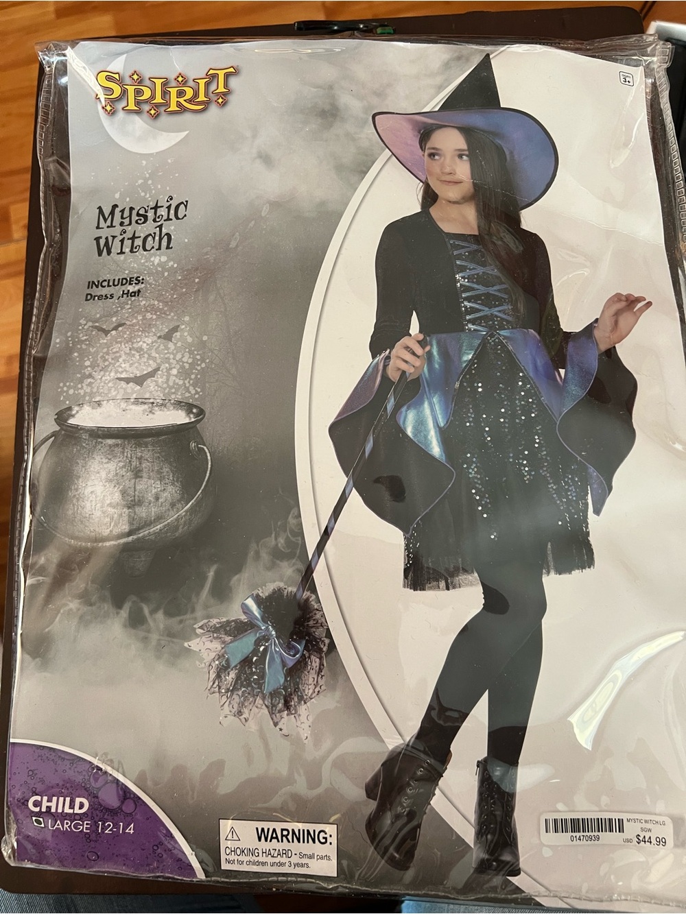 Spirit Mystic Witch Costume - Child L Black  Iridescent Purple/Blue NO HAT